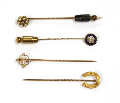 Lot 39 - Five gold stick pins