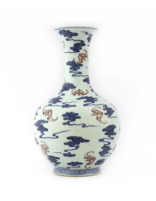 Lot 291 - A Chinese copper-red and underglaze-blue vase