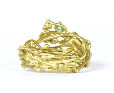 Lot 1072 - An 18ct gold three stone tourmaline ring