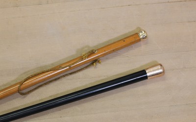 Lot 73 - Two gold-mounted walking canes