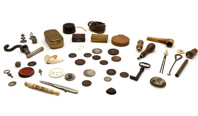 Lot 180 - Collectables including a brass tobacco box