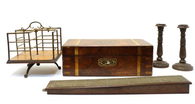 Lot 105 - A Victorian walnut and brass bound writing slope