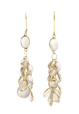 Lot 368 - A pair of moonstone drop earrings