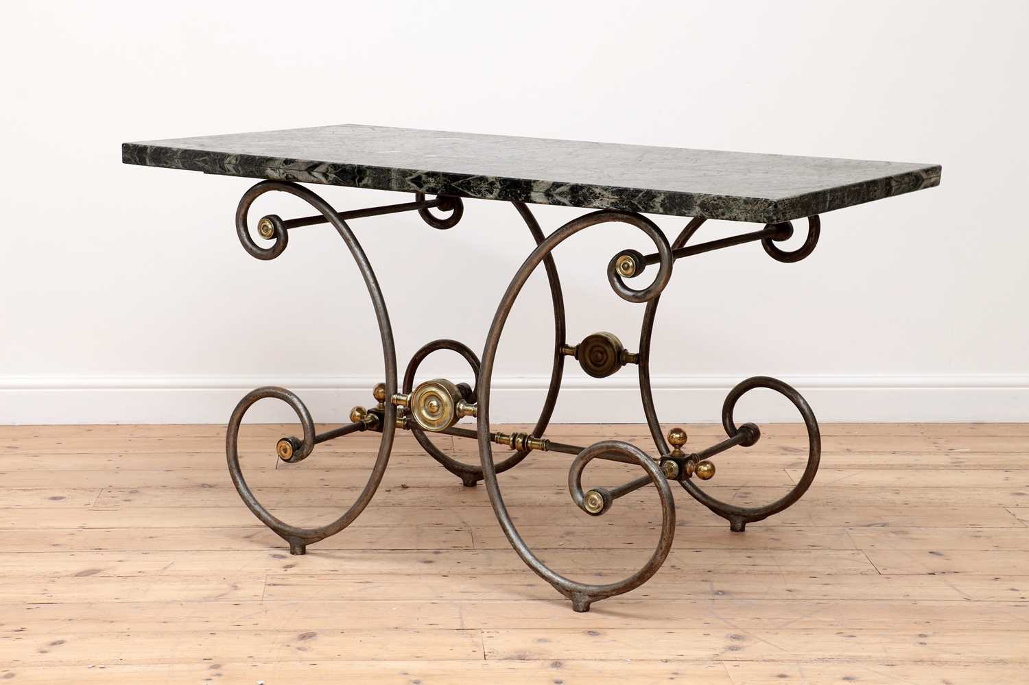 Lot 279 - A steel and brass baker's table