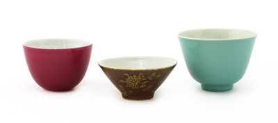 Lot 117 - Three Chinese monochrome teacups