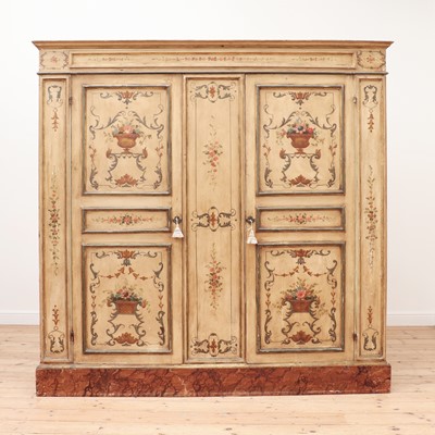 Lot 55 - A large painted armoire