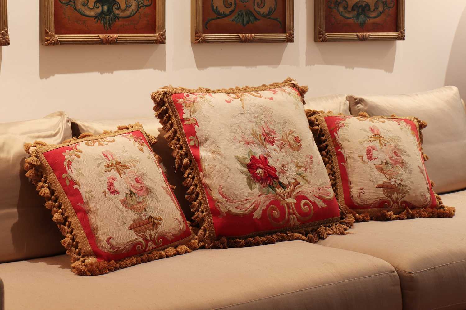 Lot 268 - A group of three Aubusson cushions