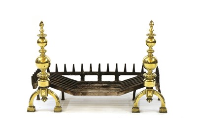 Lot 314 - A pair of Dutch style brass fire dogs
