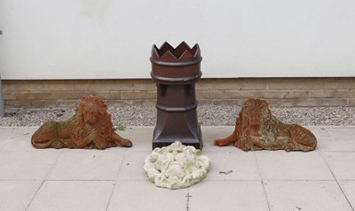 Lot 278 - A pair of terracotta lions