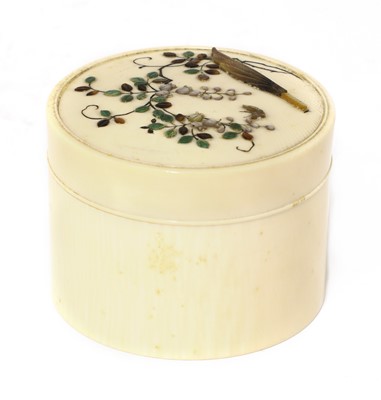Lot 253 - A Japanese ivory box and cover