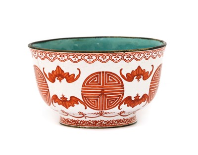 Lot 225 - A painted enamel tea bowl