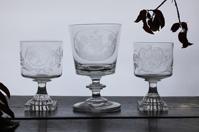 Lot 308 - A large glass hunting rummer