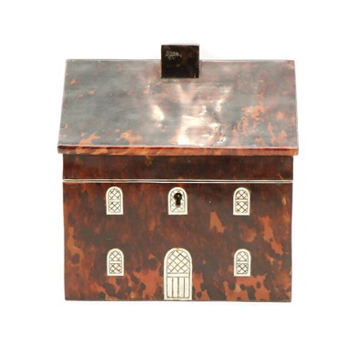 Lot 215 - A tortoiseshell and bone tea caddy