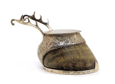 Lot 46 - A Victorian silver mounted horse's hoof trophy desk stand
