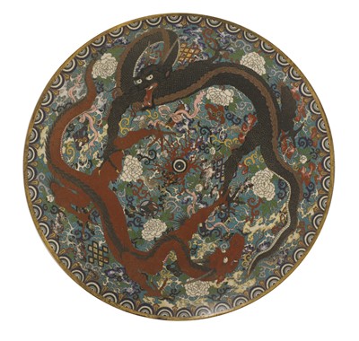 Lot 246 - A Japanese cloisonné charger