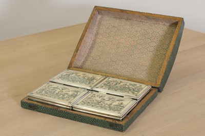 Lot 624 - Four French white metal and stained ivory gaming boxes and counters