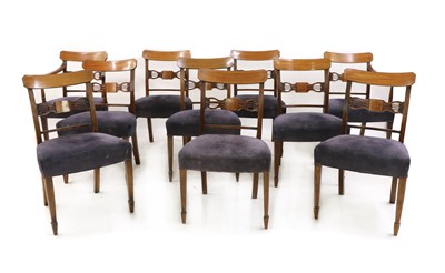 Lot 327 - A set of eight and two (ten in total) late George III inlaid mahogany dining chairs