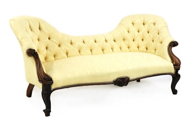 Lot 344 - A Victorian walnut button back settee