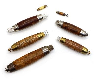 Lot 204 - A collection of five large and two miniature Swedish barrel knives