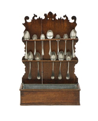 Lot 363 - An oak spoon rack
