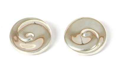 Lot 1084 - A pair of sterling silver Georg Jensen swirl earrings
