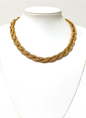 Lot 319 - An Italian three row plaited mesh link necklace, c.1960