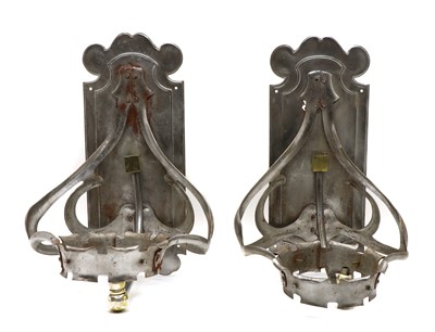 Lot 194 - A pair of Art Nouveau pewter wall appliques