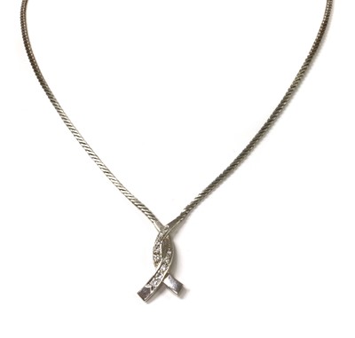 Lot 1126 - A 9ct white gold diamond necklace
