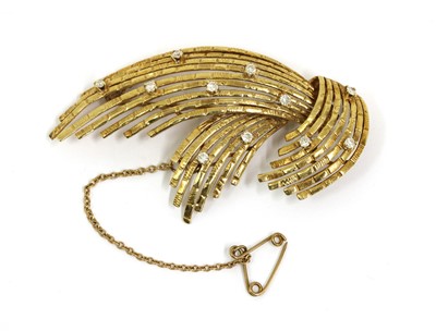 Lot 81 - A Continental gold diamond set spray brooch, c.1970