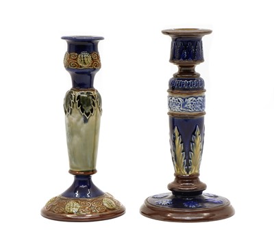 Lot 83 - A Doulton stoneware candlestick