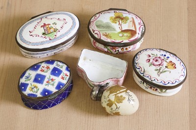 Lot 737 - Five George III enamel patch and other boxes