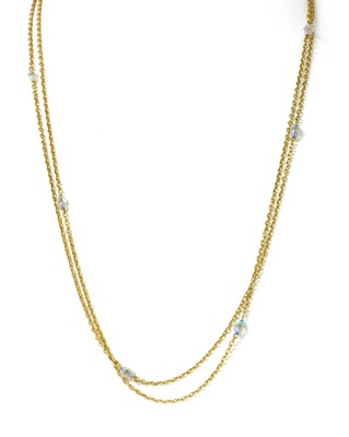 Lot 1057 - A French gold opal and rock crystal guard chain, c.1900