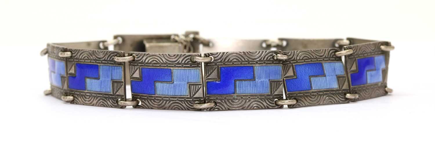 Lot 74 - A Norwegian silver enamel bracelet, by Kristian M. Hestenes