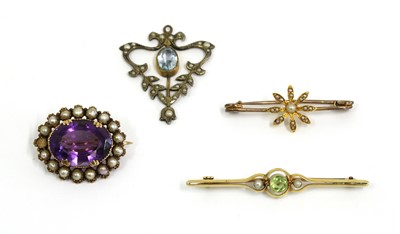 Lot 42 - Three gold brooches