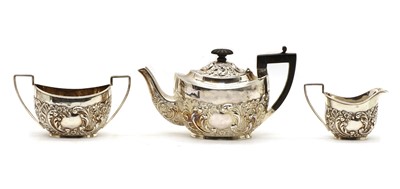Lot 1 - A three piece Victorian silver tea set