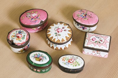Lot 207A - A group of seven George III enamel patch and other boxes