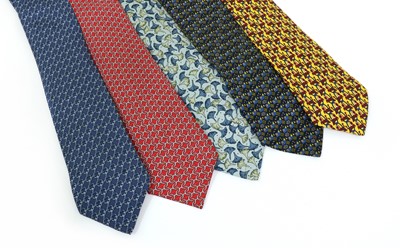 Lot 574 - Five Hermes ties