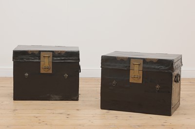 Lot 110 - A pair of lacquered leather trunks