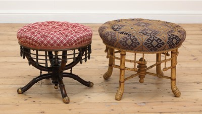 Lot 97 - Two Aesthetic period faux bamboo stools