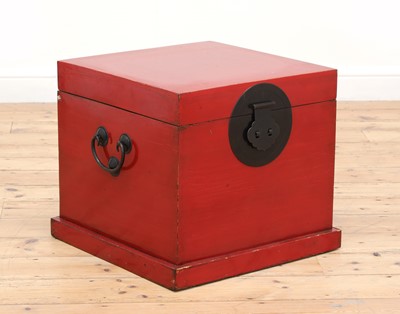 Lot 554 - A Chinese-style red-lacquered box or occasional table