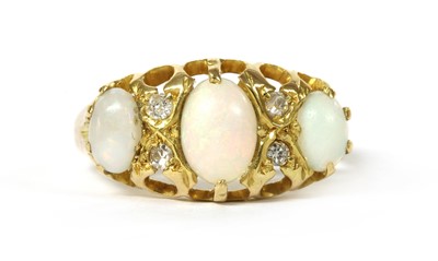 Lot 1024 - A Victorian 18ct gold opal and diamond ring