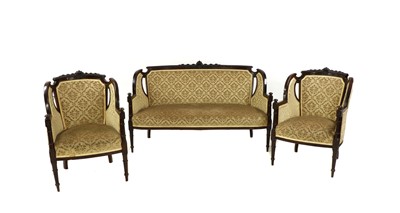Lot 311 - An Edwardian mahogany salon suite