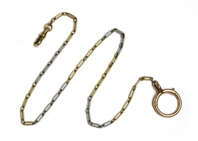 Lot 1294 - A platinum and gold fetter link Albert chain
