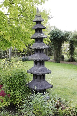 Lot 822 - A carved lava stone 'Meru tower'