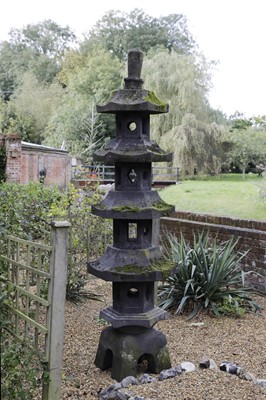 Lot 836 - A carved lava stone 'Meru tower'
