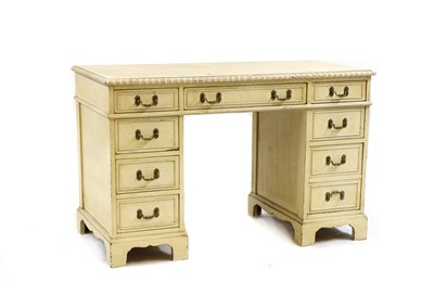 Lot 471 - A painted pedestal desk/dressing table