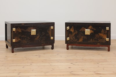 Lot 124 - A pair of lacquered low table cabinets
