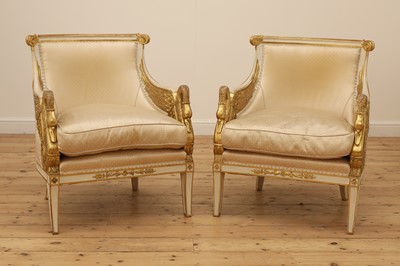 Lot 207 - A pair of Empire-style giltwood armchairs