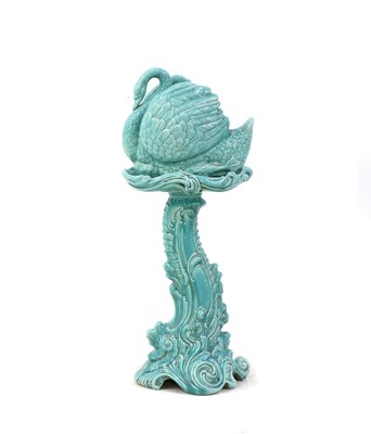 Lot 276 - A blue majolica jardiniere on pedestal