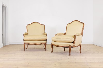 Lot 470 - A pair of Louis XV-style stained beech bergères